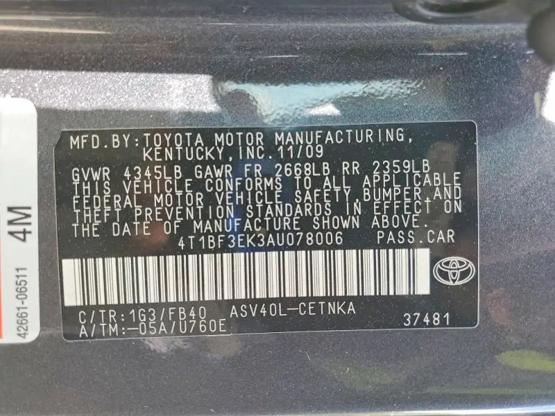 2010 TOYOTA CAMRY LE  
