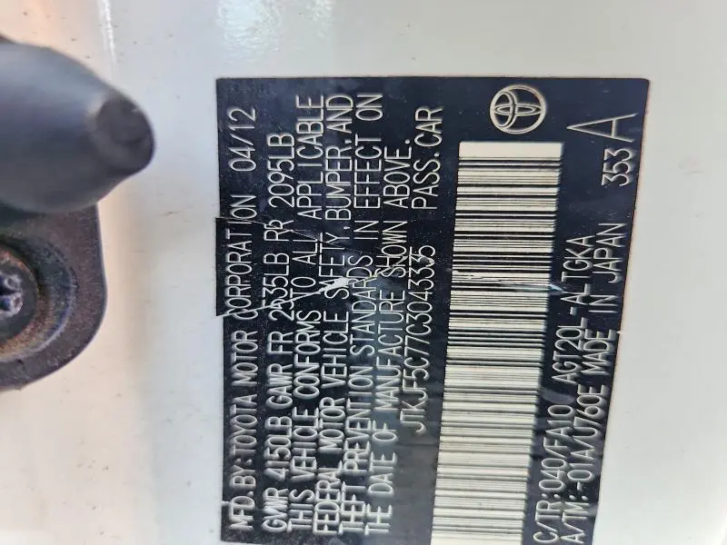 2012 SCION TC BASE  