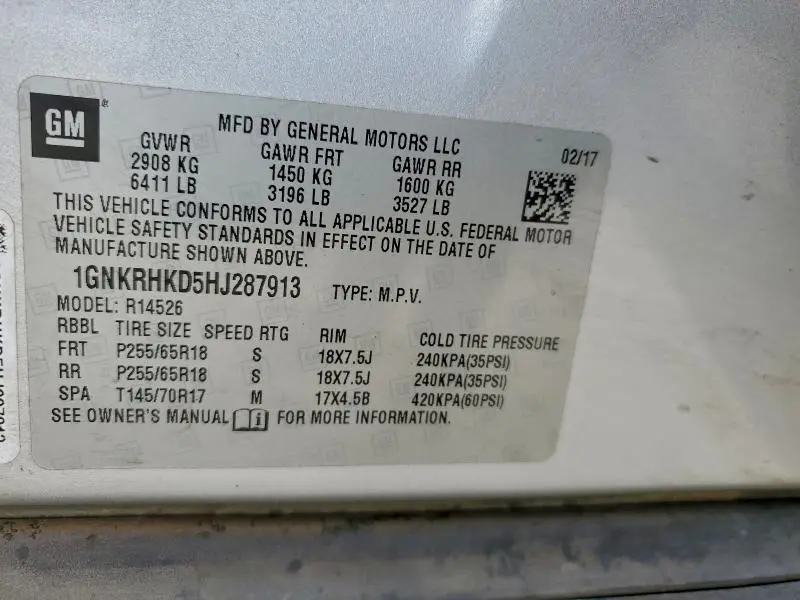 2017 CHEVROLET TRAVERSE LT  