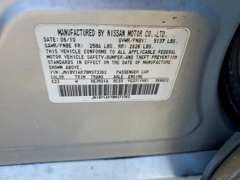 2011 INFINITI M37 X  