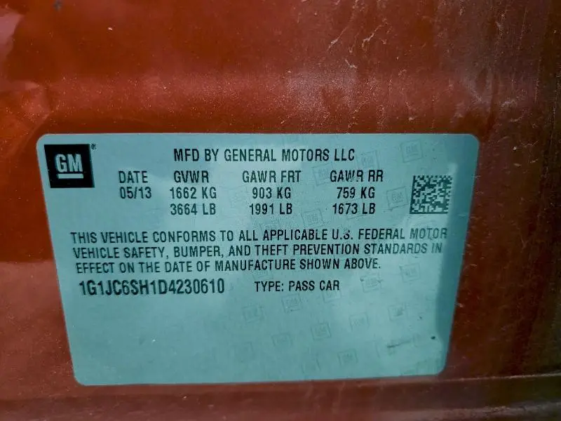 2013 CHEVROLET SONIC LT  