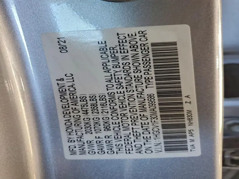 2021 HONDA ACCORD SPORT  