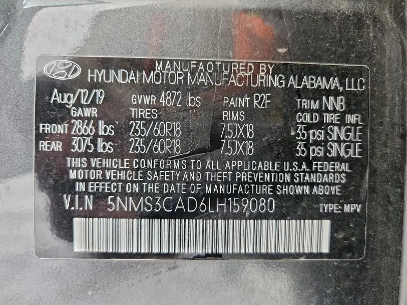 2020 HYUNDAI SANTA FE SEL  