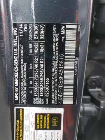 2015 MERCEDES-BENZ GL 550 4MATIC  