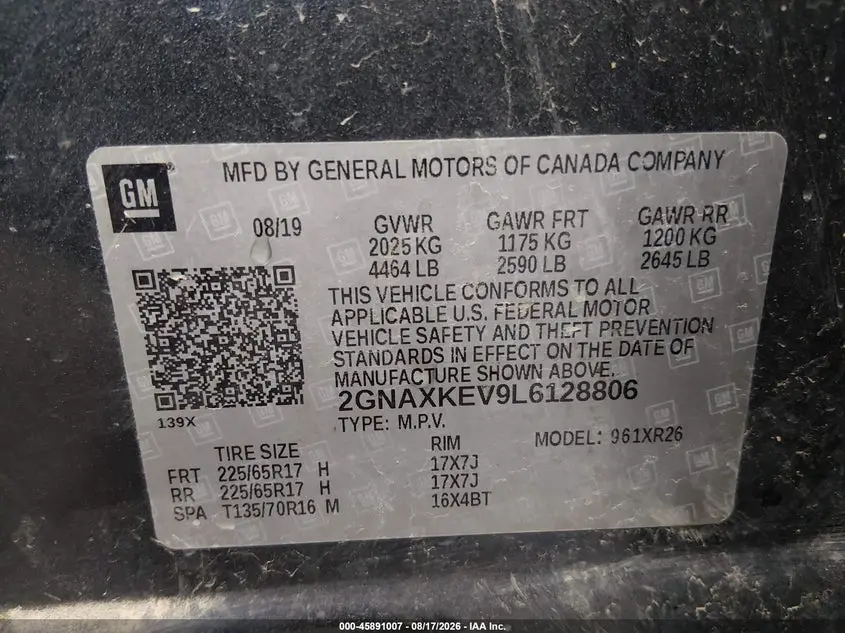 2020 CHEVROLET EQUINOX FWD LT 1.5L TURBO