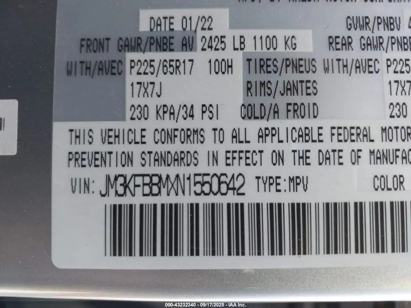 2022 MAZDA CX-5 2.5 S SELECT