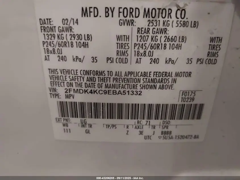 2014 FORD EDGE LIMITED