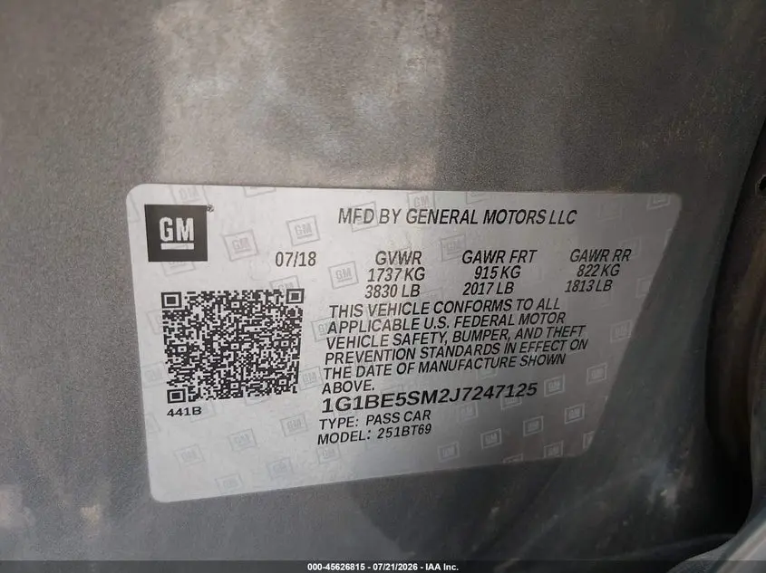 2018 CHEVROLET CRUZE LT AUTO