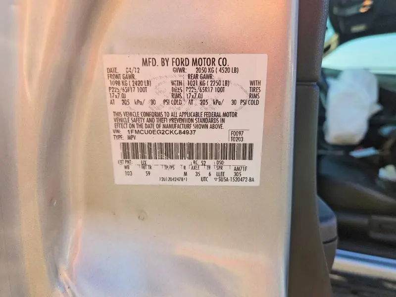 2012 FORD ESCAPE LIMITED  