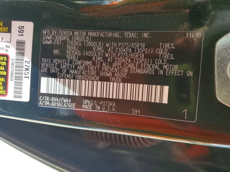 2011 TOYOTA TUNDRA CREWMAX SR5  