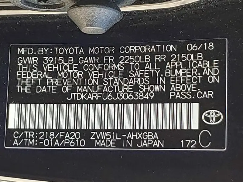 2018 TOYOTA PRIUS THREE  