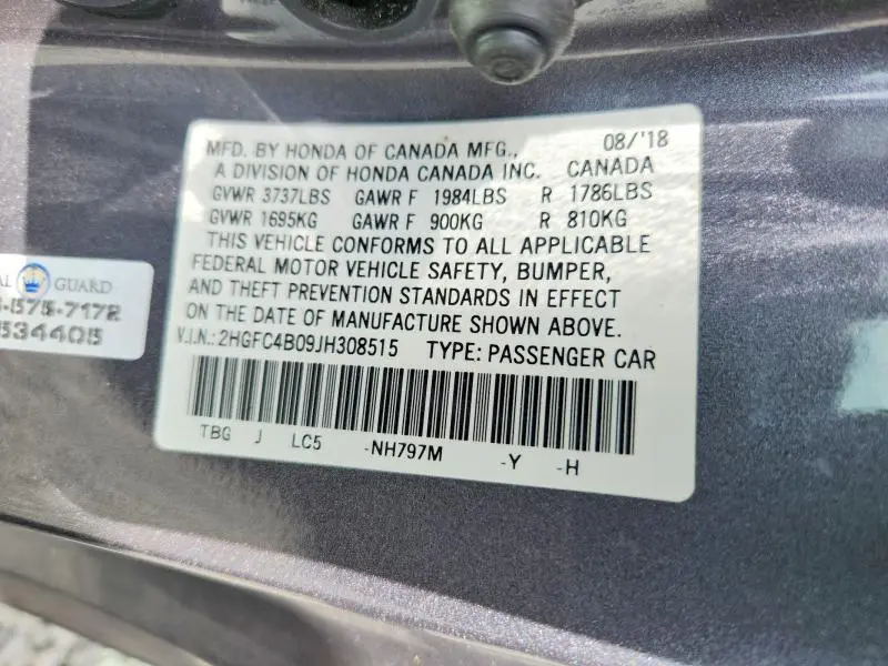 2018 HONDA CIVIC LX  