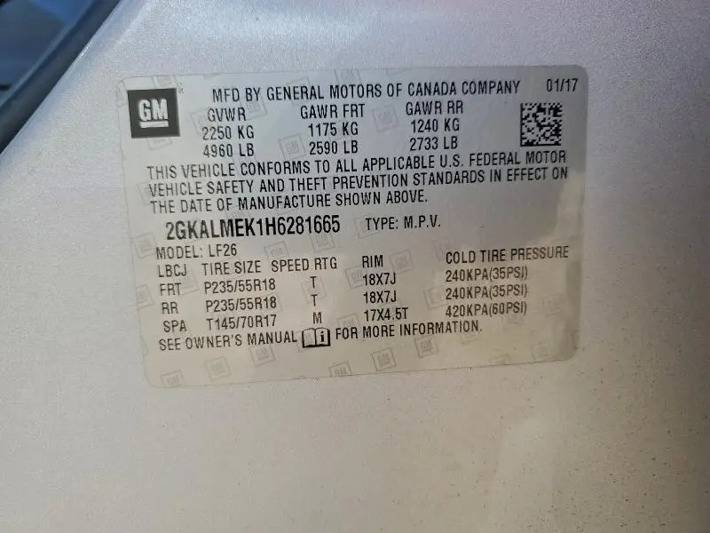 2017 GMC TERRAIN SLE  