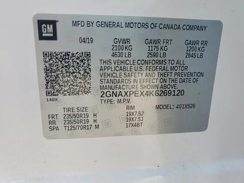 2019 CHEVROLET EQUINOX PREMIER  