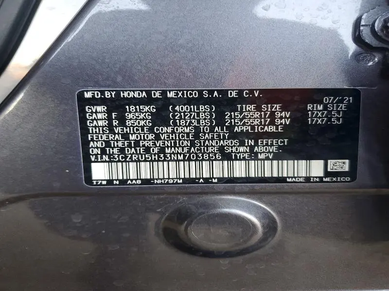 2022 HONDA HR-V LX  