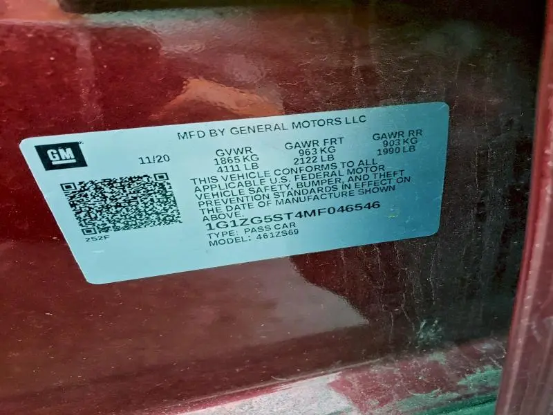 2021 CHEVROLET MALIBU RS  