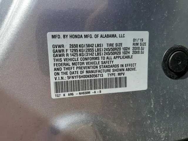 2019 HONDA PILOT ELITE