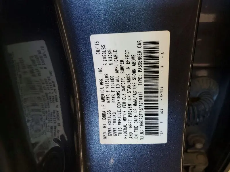 2015 HONDA ACCORD EX  