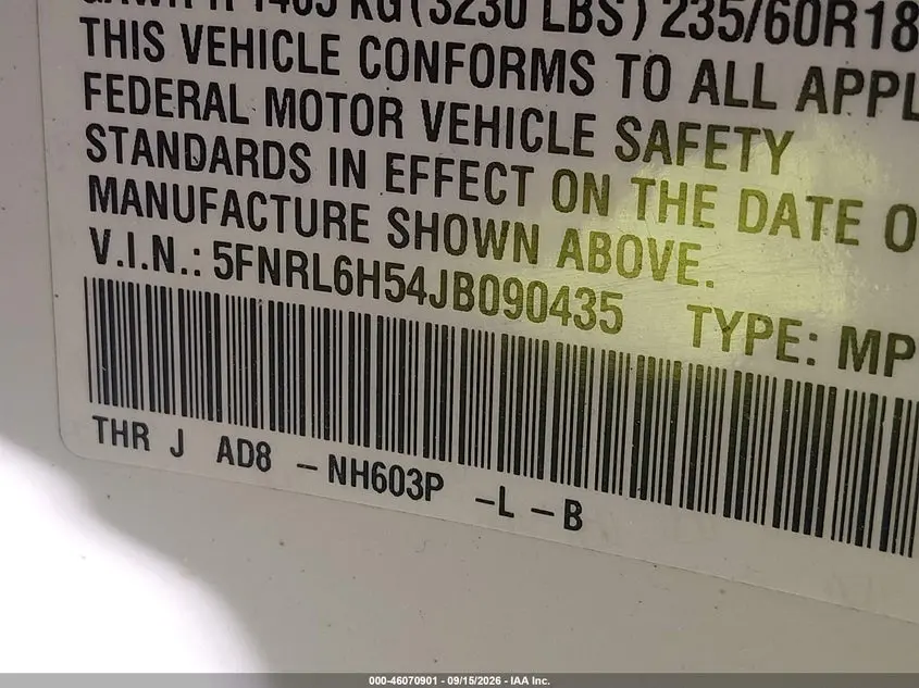 2018 HONDA ODYSSEY EX