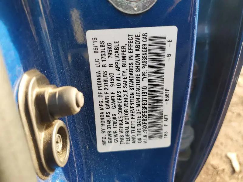 2015 HONDA CIVIC LX  
