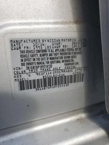 2017 NISSAN SENTRA S  