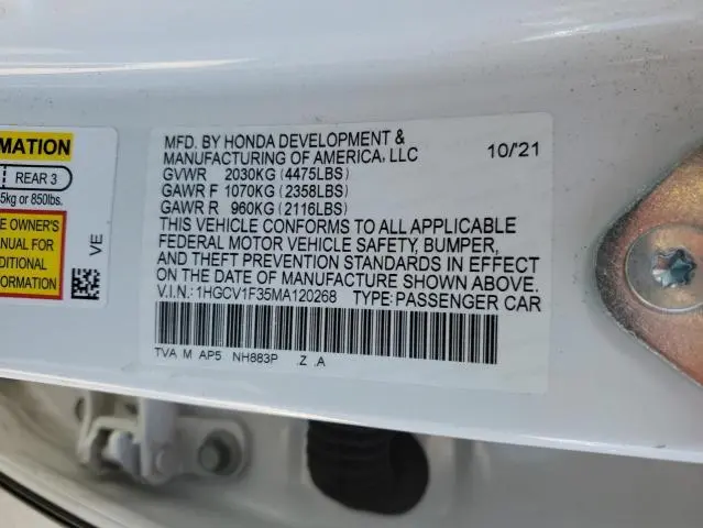 2021 HONDA ACCORD SPORT