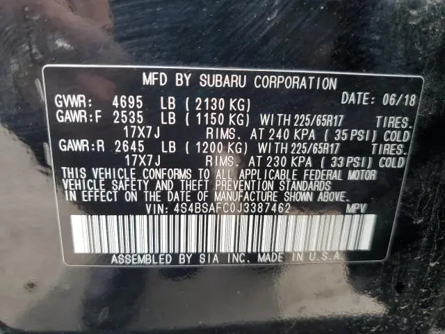 2018 SUBARU OUTBACK 2.5I PREMIUM  