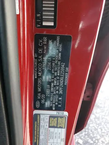 2020 KIA FORTE FE  