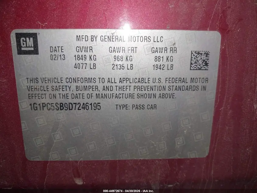 2013 CHEVROLET CRUZE 1LT AUTO