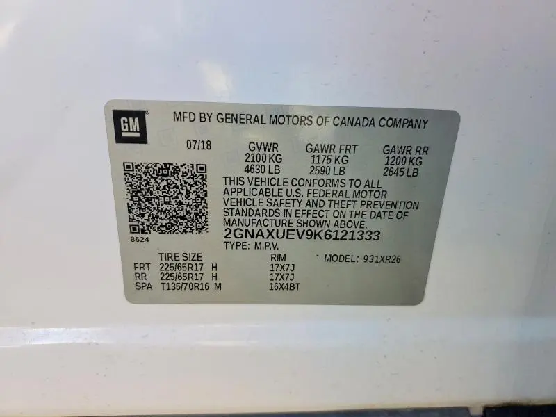 2019 CHEVROLET EQUINOX LT  