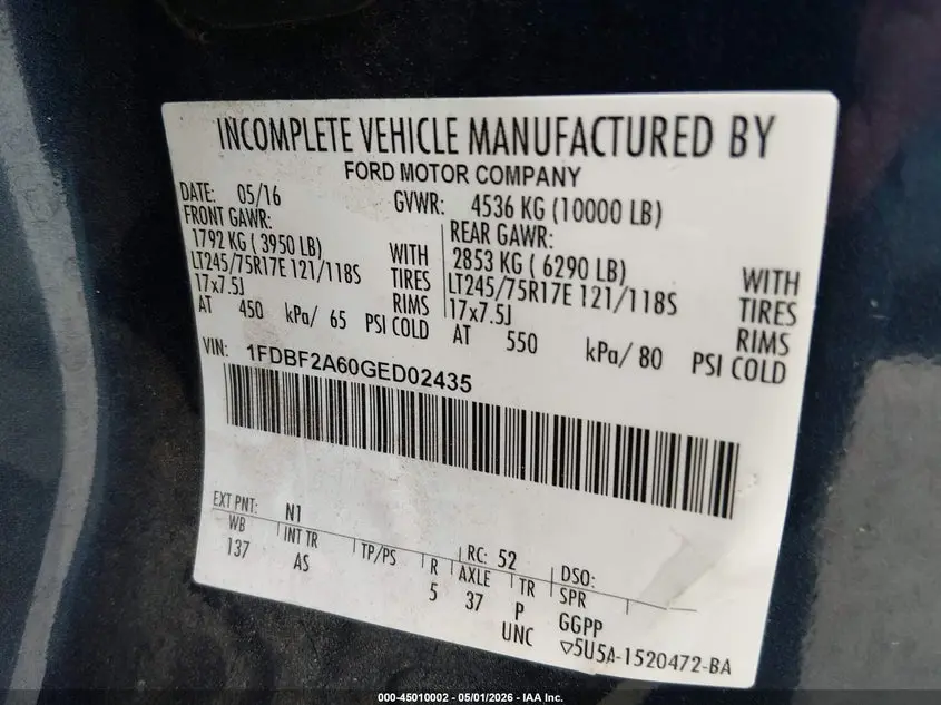 2016 FORD F-250 XL