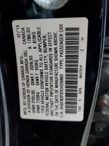 2014 HONDA CIVIC EXL  