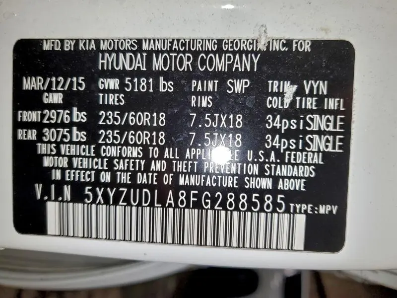 2015 HYUNDAI SANTA FE SPORT   