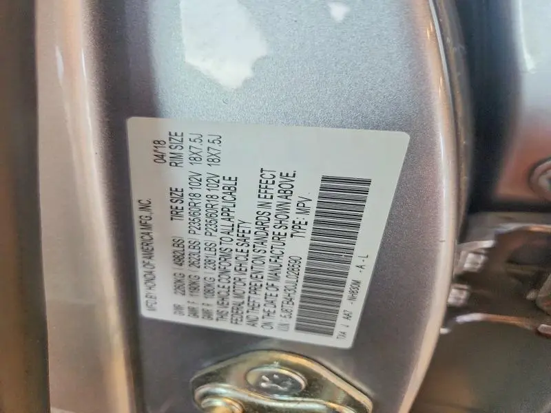 2018 ACURA RDX   