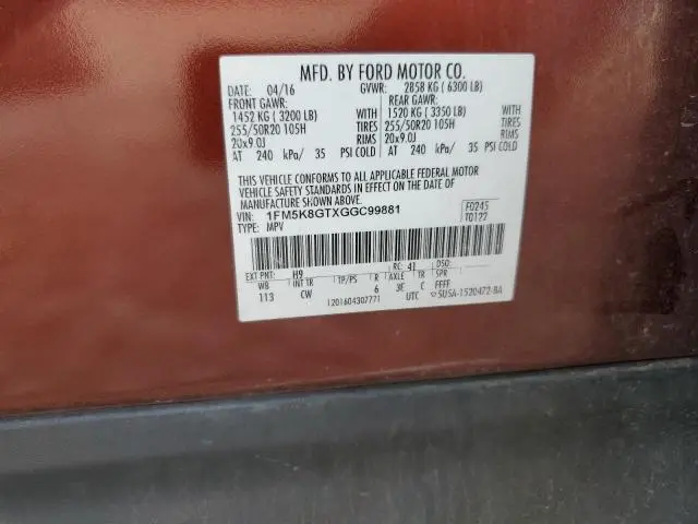 2016 FORD EXPLORER SPORT  