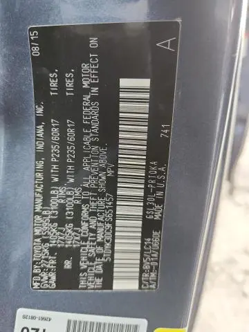 2015 TOYOTA SIENNA XLE  