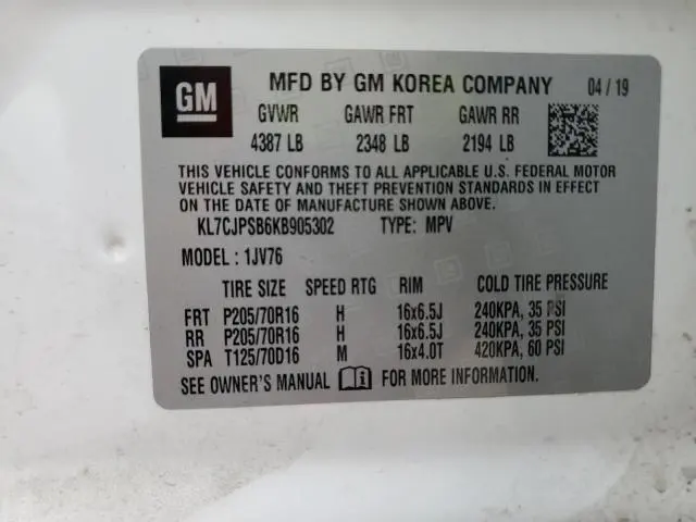 2019 CHEVROLET TRAX 1LT  