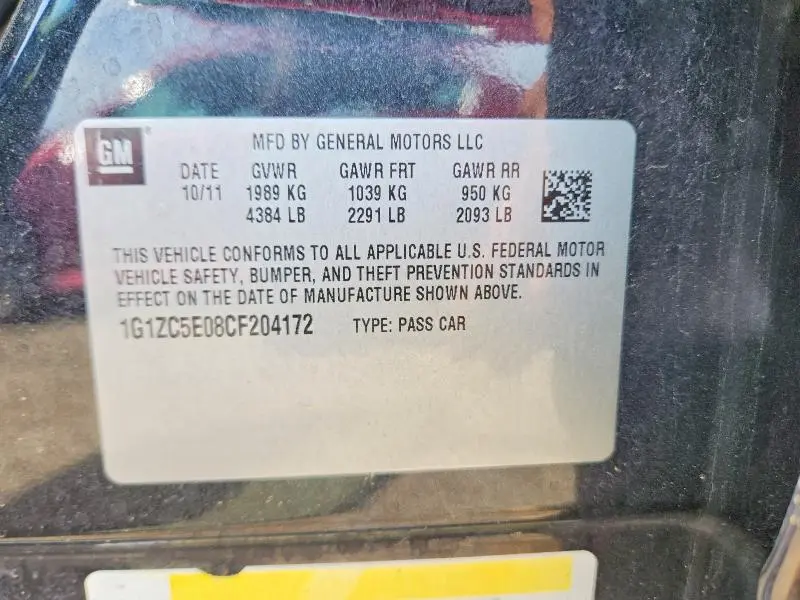 2012 CHEVROLET MALIBU 1LT  