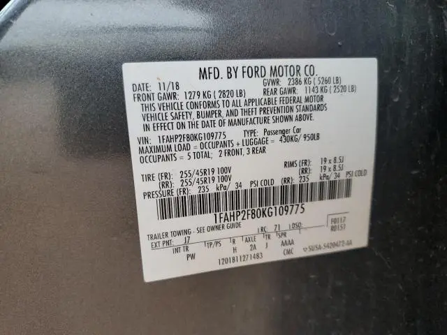 2019 FORD TAURUS LIMITED  