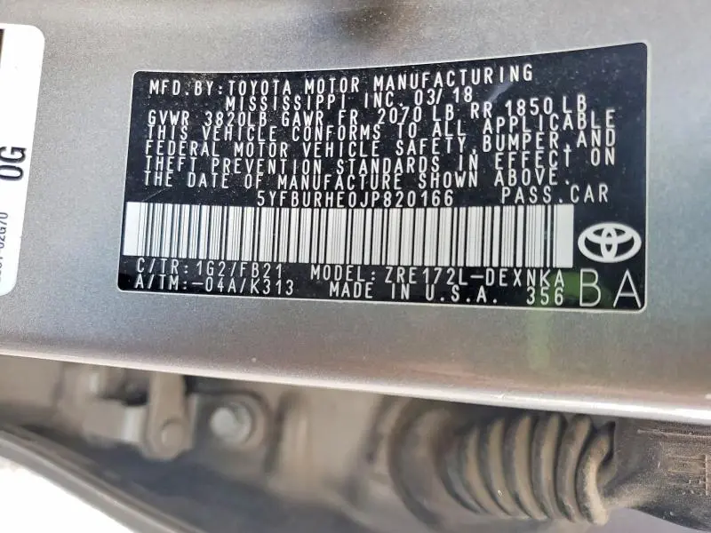 2018 TOYOTA COROLLA LE  