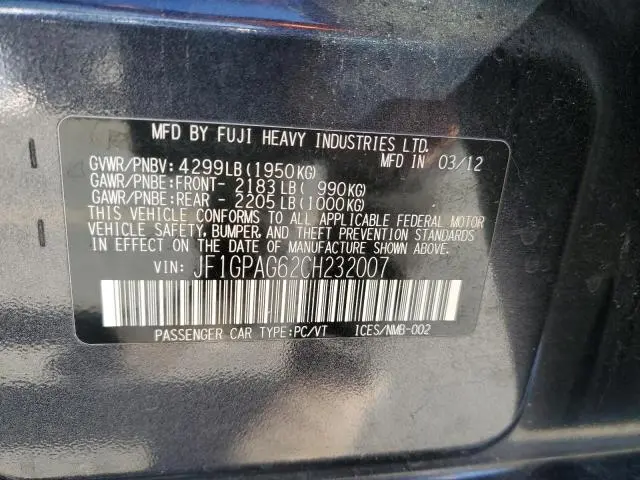 2012 SUBARU IMPREZA LIMITED  