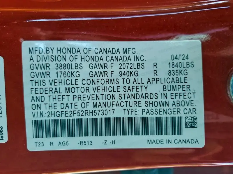 2024 HONDA CIVIC SPORT  