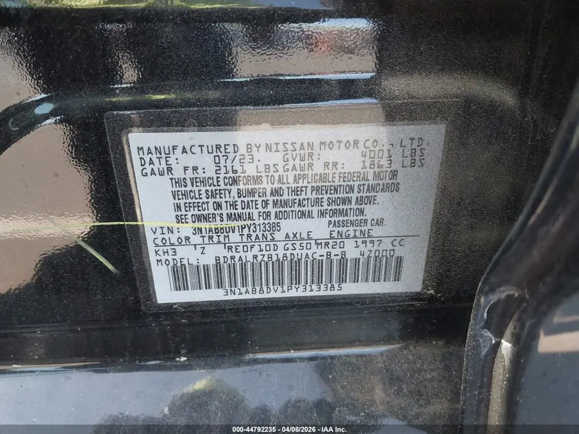 2023 NISSAN SENTRA SR XTRONIC CVT