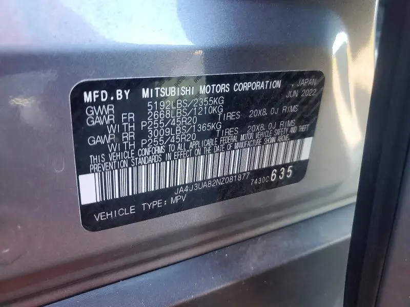 2022 MITSUBISHI OUTLANDER SE  