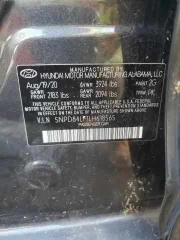 2020 HYUNDAI ELANTRA SEL  