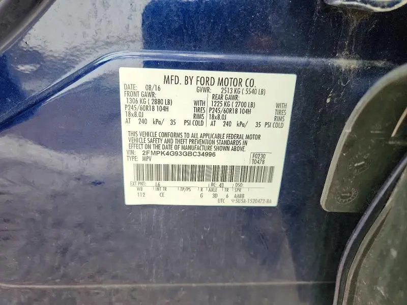 2016 FORD EDGE SE  