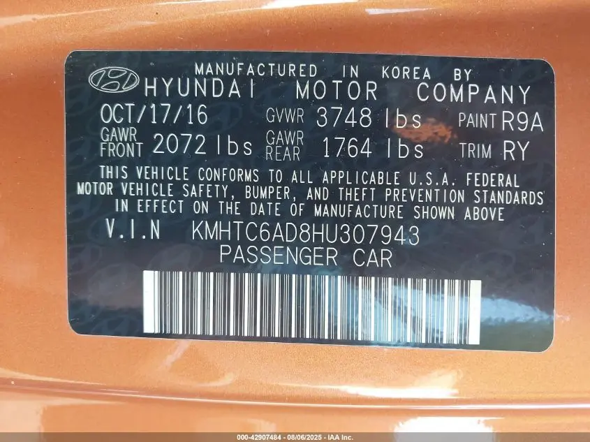 2017 HYUNDAI VELOSTER  