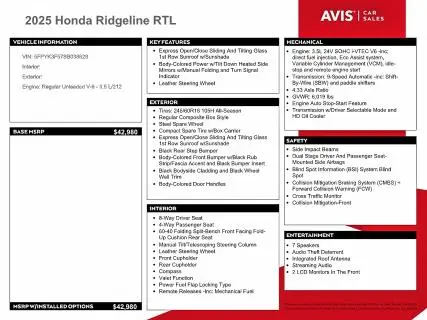 2025 HONDA RIDGELINE RTL  
