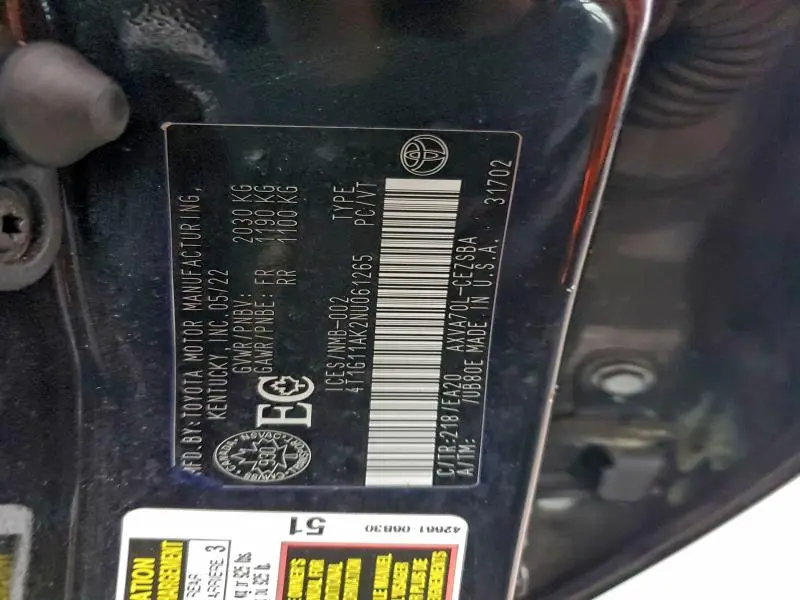 2022 TOYOTA CAMRY SE  