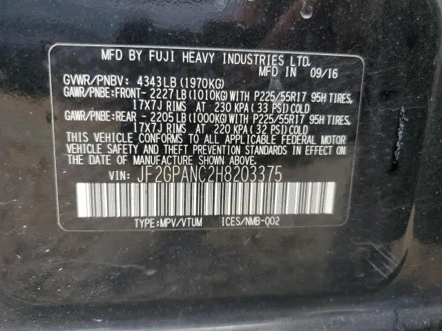 2017 SUBARU CROSSTREK LIMITED  